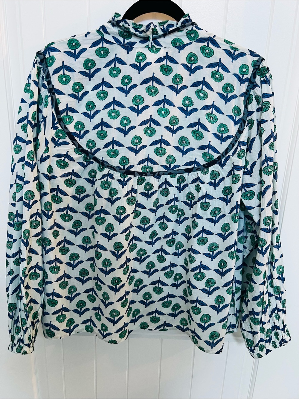 THML Floral Print Tassel Blouse Boho Cotton Top - Picture 8 of 10
